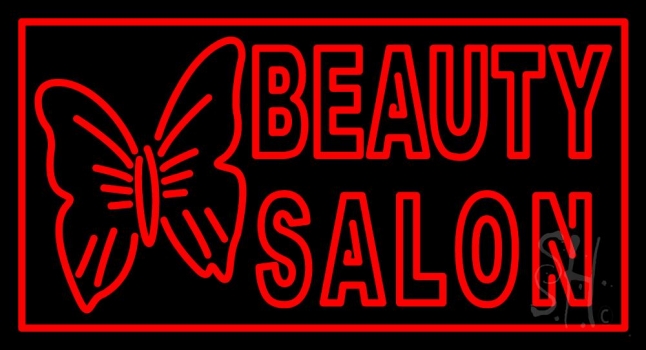 Beauty Salon With Butterfly Logo Neon Sign