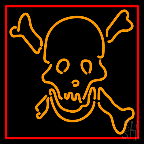 Skull Bones With Red Border Neon Sign