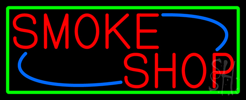 Smoke Shop With Green Border Neon Sign