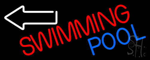 Swimming Pool With Arrow Neon Sign