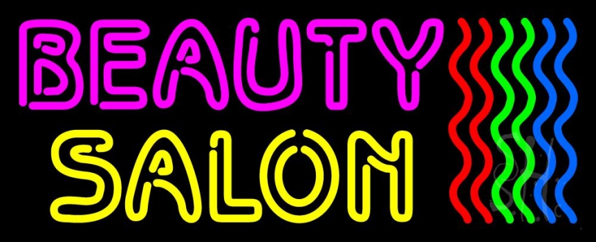 Double Stroke Pink Beauty Yellow Salon Neon Sign