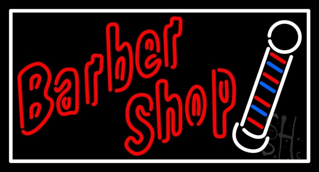 Double Stroke Red Barber Shop Neon Sign