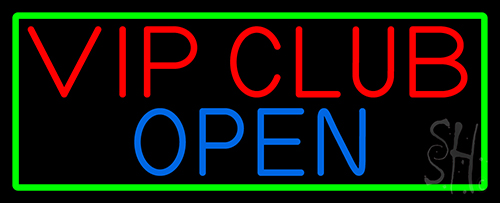 Vip Club With Green Border Neon Sign