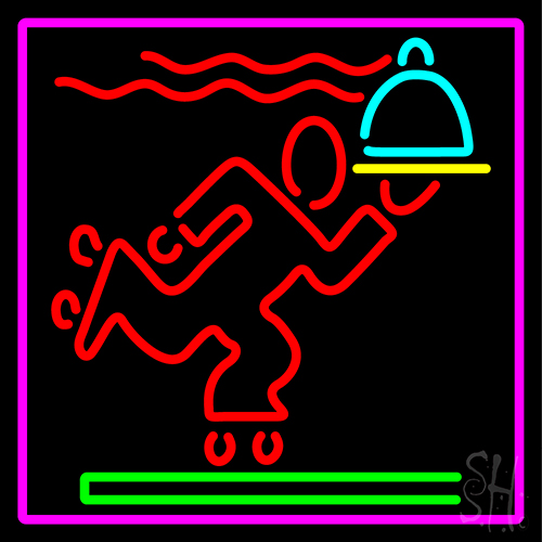 We Deliver Man With Pink Border Neon Sign