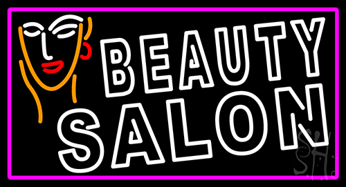 White Beauty Salon With Girl Neon Sign