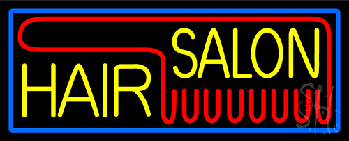 Yellow Hair Salon Red Neon Sign
