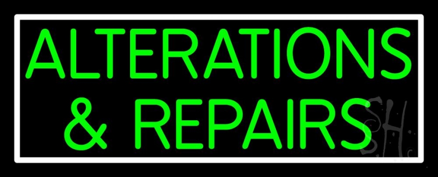 Green Alterations And Repairs Neon Sign