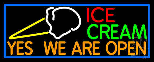 Yes We Are Open Ice Cream Cone Neon Sign