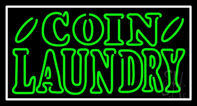 Green Coin Laundry Neon Sign