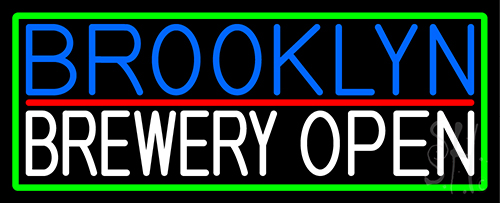 Brooklyn Brewery Open With Green Border Neon Sign