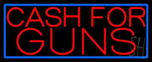 Cash For Guns Blue Border Neon Sign