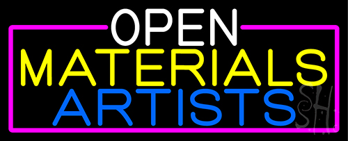Open Materials Artists With Pink Border Neon Sign