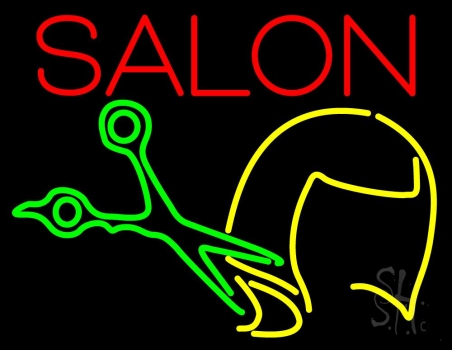 Salon With Scissor Logo Neon Sign