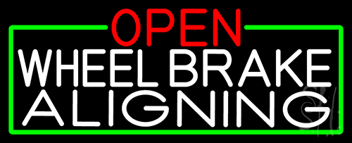 Open Wheel Brake Aligning With Green Border Neon Sign