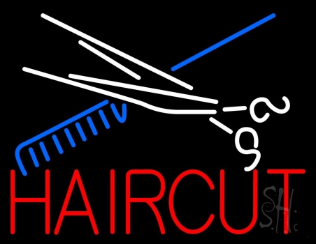 Scissor And Comb Haircut Neon Sign