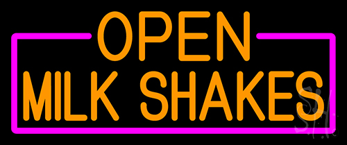 Orange Open Milk Shakes With Pink Border Neon Sign