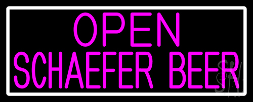 Pink Open Schaefer Beer With White Border Neon Sign