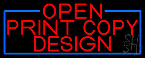 Red Open Print Copy Design With Blue Border Neon Sign