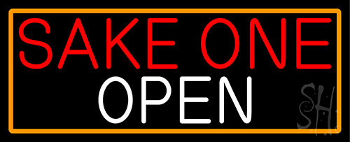 Sake One Open With Orange Border Neon Sign