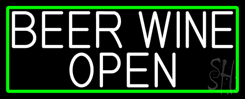 White Beer Wine Open Neon Sign