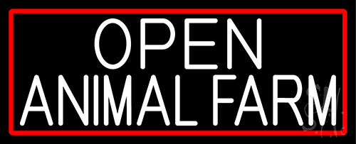 White Open Animal Farm With Red Border Neon Sign