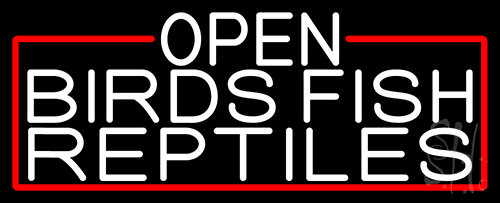 White Open Birds Fish Reptiles With Red Border Neon Sign