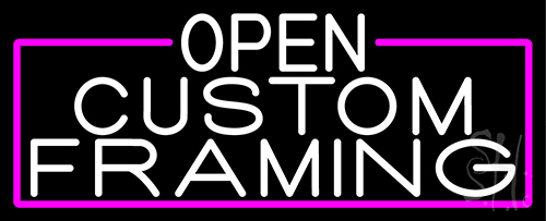 White Open Custom Framing With Pink Border Neon Sign