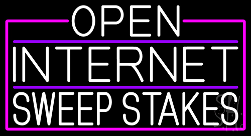 White Open Internet Sweepstakes With Pink Border Neon Sign