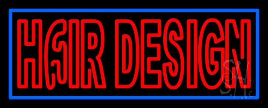 Hair Design With Blue Border Neon Sign
