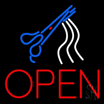 Open Haircut Neon Sign