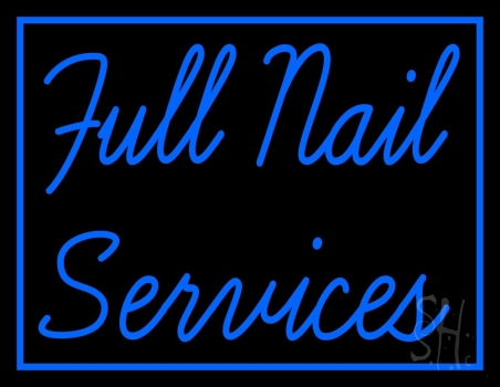 Blue Full Nail Services Neon Sign