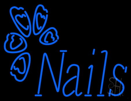 Blue Nails Logo Neon Sign