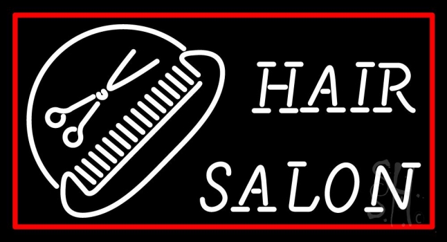 Hair Salon With Scissor And Comb Neon Sign