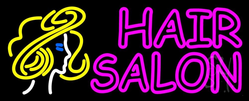 Pink Double Stroke Hair Salon With Girl Logo Neon Sign
