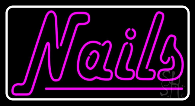 Pink Double Stroke Nails Neon Sign