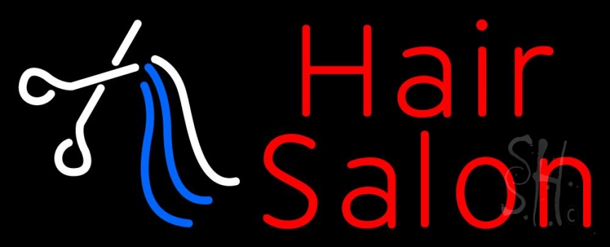 Red Hair Salon With Scissor Neon Sign