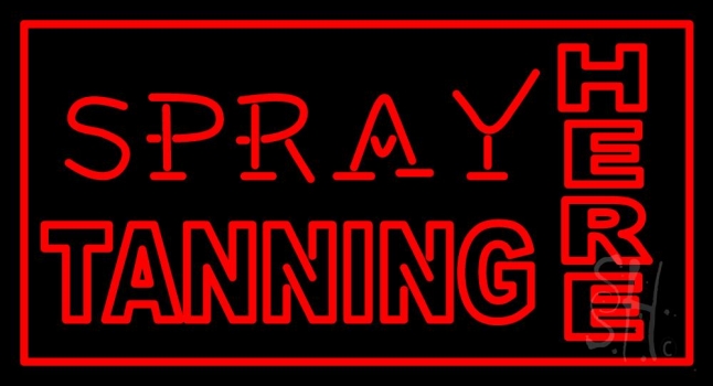 Red Spray Tanning Here Neon Sign