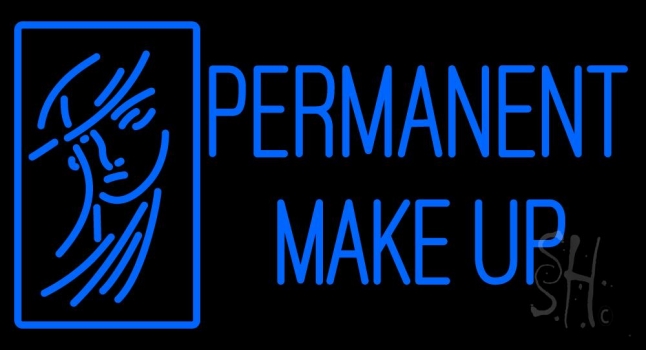 Blue Permanent Makeup Girl Neon Sign