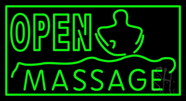 Green Open Massage Neon Sign