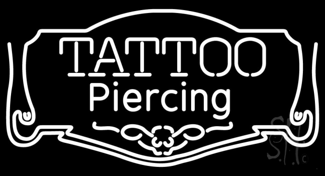 White Tattoo Piercing Neon Sign