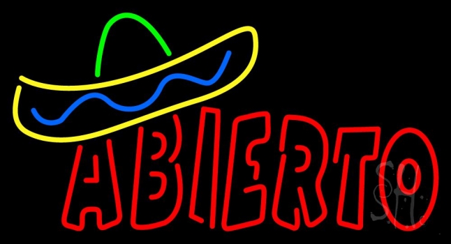 Double Stroke Red Abierto Neon Sign