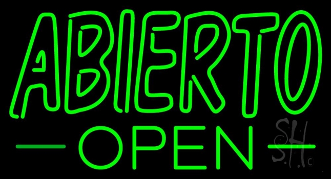 Green Abierto Open Neon Sign
