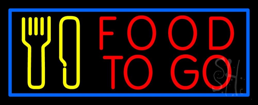 Red Food To Go With Fork And Knife Neon Sign