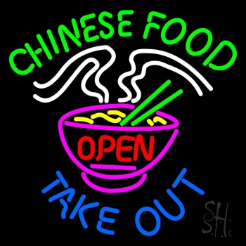 Chinese Food Open Take Out Neon Sign