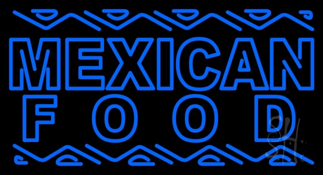 Blue Mexican Food Neon Sign
