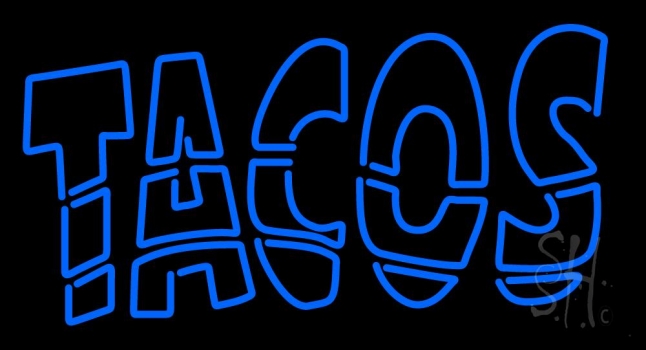 Double Stroke Blue Tacos Neon Sign