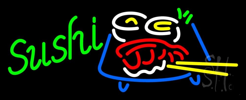 Green Sushi With Logo Neon Sign