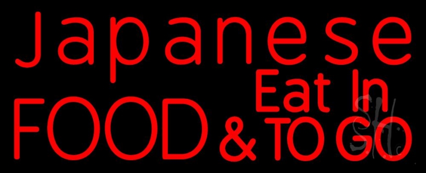 Red Japanese Food And Eat In To Go Neon Sign