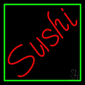 Red Sushi Green Border Neon Sign