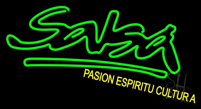 Green Double Stroke Salsa Neon Sign